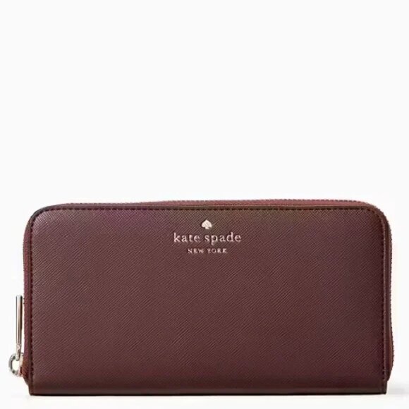 KATE SPADE Lena Large Continental Wallet Maroon (Cherrywood) $229 Retail NWT NEW - Picture 1 of 13